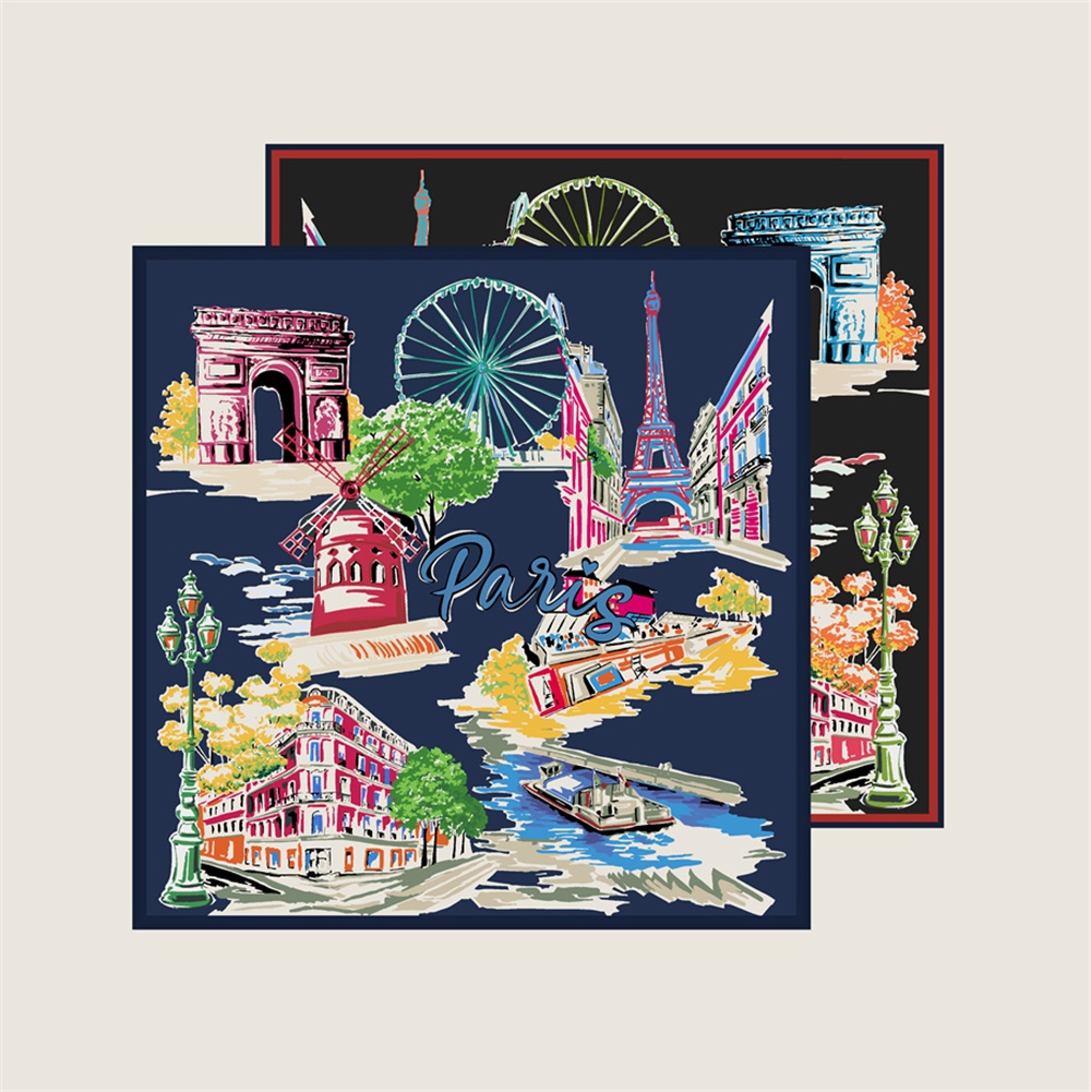 Silk Scarf Square - 90CMTwill Zijden Sjaal Vrouwen Dubbele Print