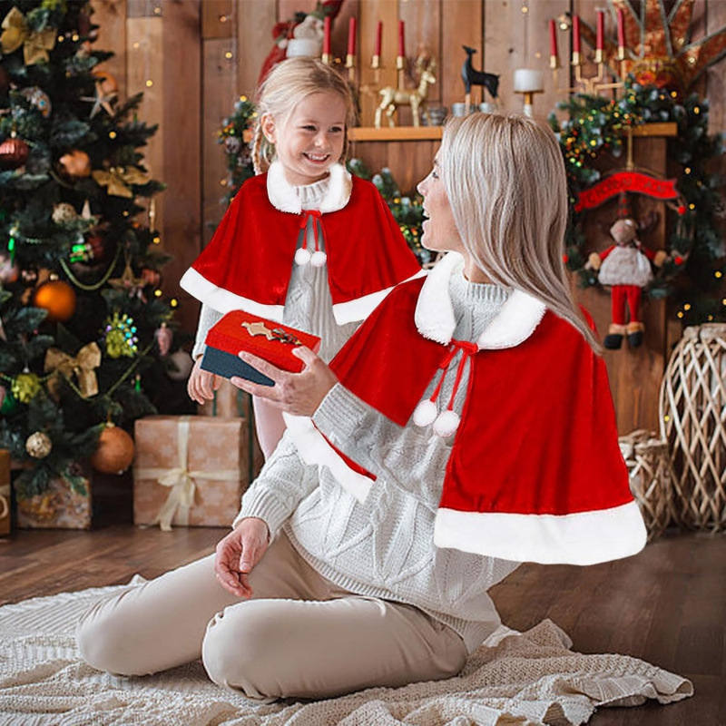 Women'S Red Accessories - Dames Meisjes Kerstman Mantel, Rood Fluweel